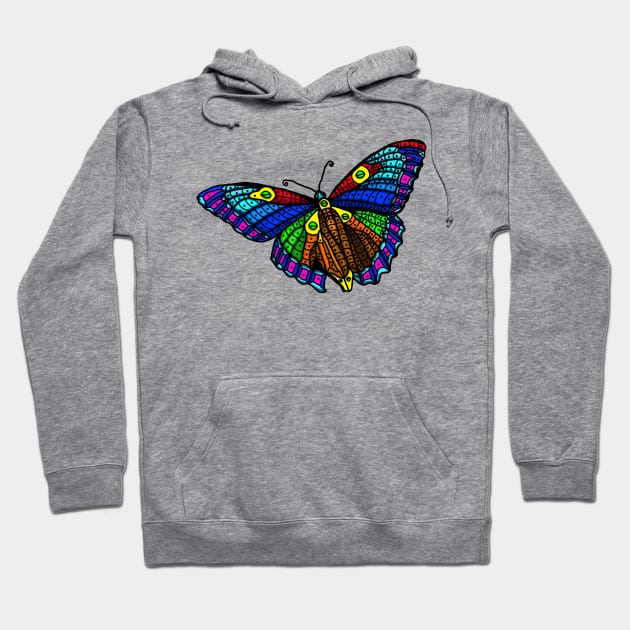 Colorful Blue and Orange Monarch Butterfly Hoodie by AriArt78